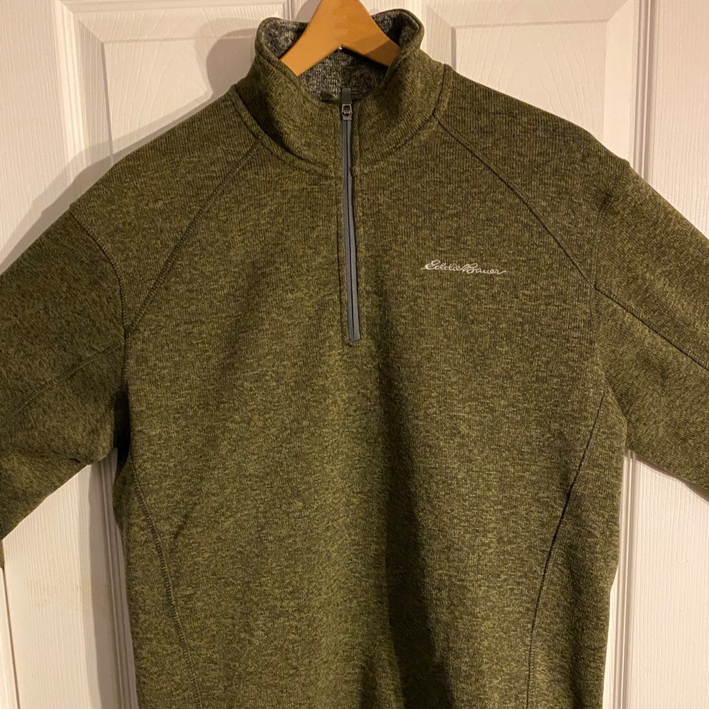Eddie Bauer large green men’s sweater quarter zip
